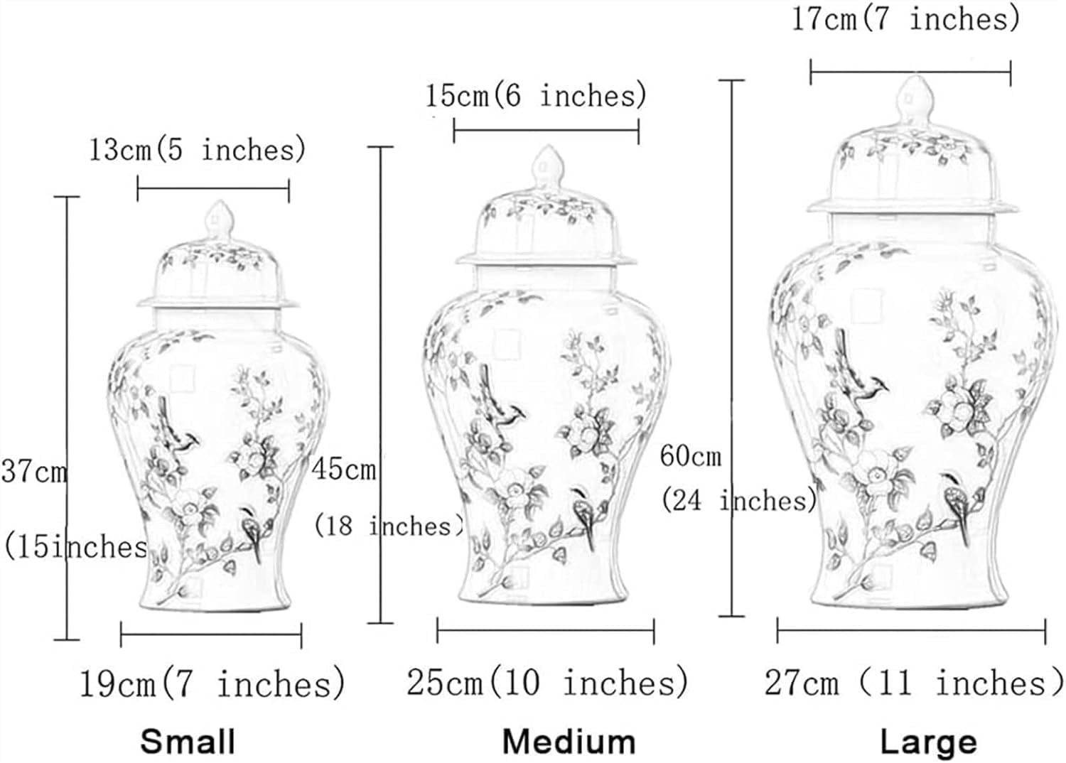Ceramiczny zielony wazon na imbir w kształcie kwiatu śliwki do dekoracji domu, ceramiczny wazon na imbir w stylu chinoiserie z pokrywką (zielony mały)