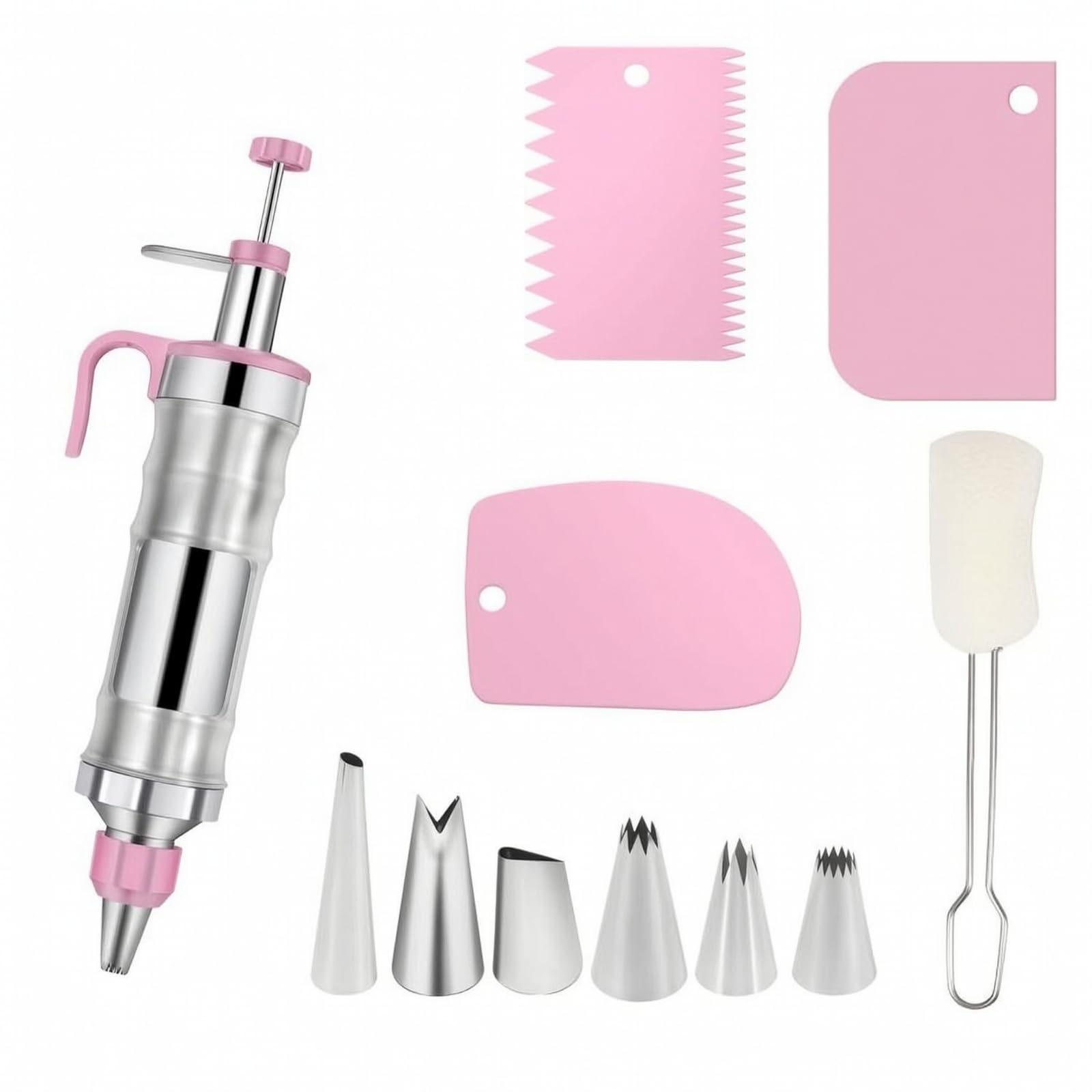 Gebäckspritze mit Tüllen, Rosa, color to 2, 13-Teilig