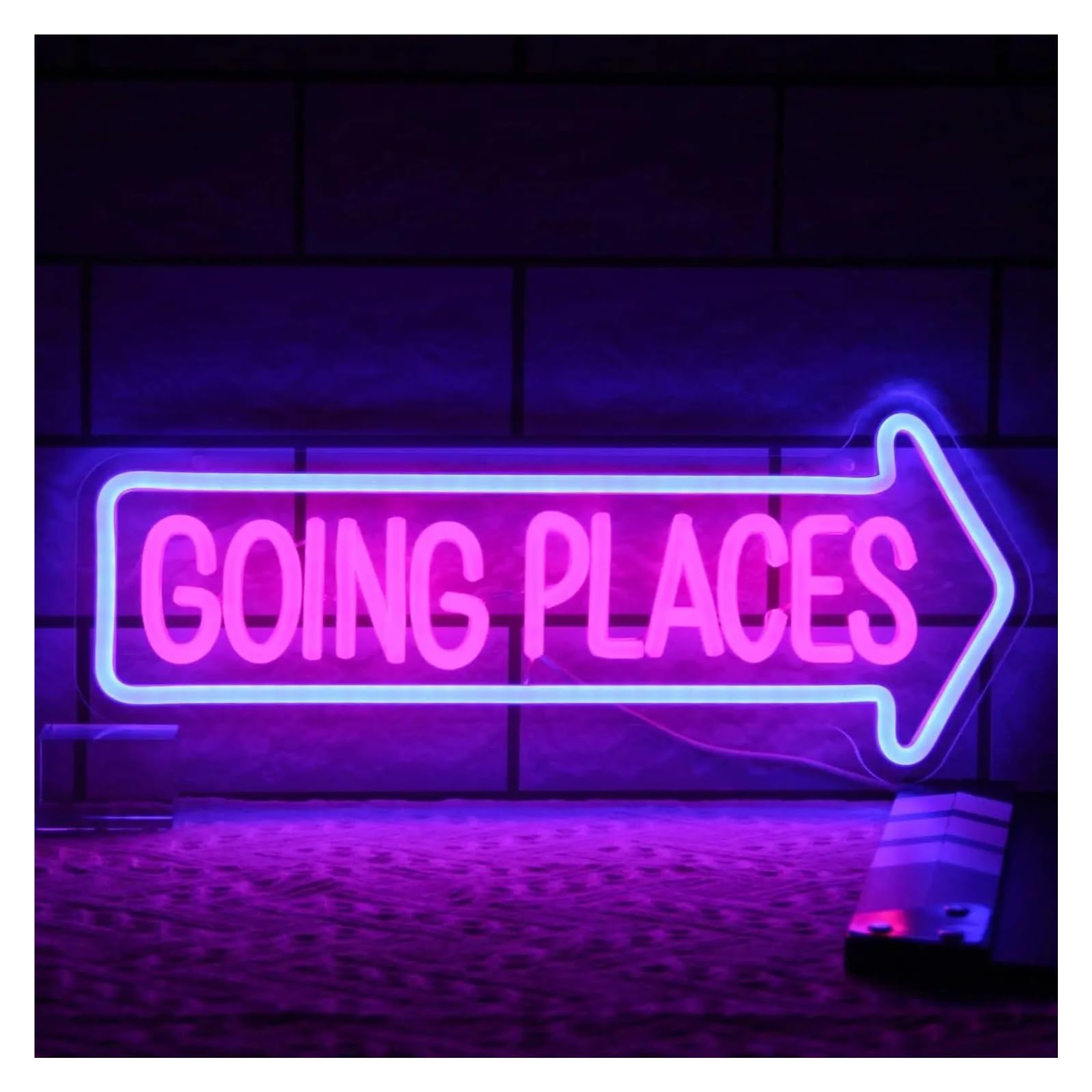 Luces Art Decoration Christmas Letrero De Neón"Going Places"alimentado Por USB, Con Interruptor Regulable, Ideal Para Espacios Con Temática De Viajes, Oficinas, Estudios O Dormitorios 17.5x42.5cm