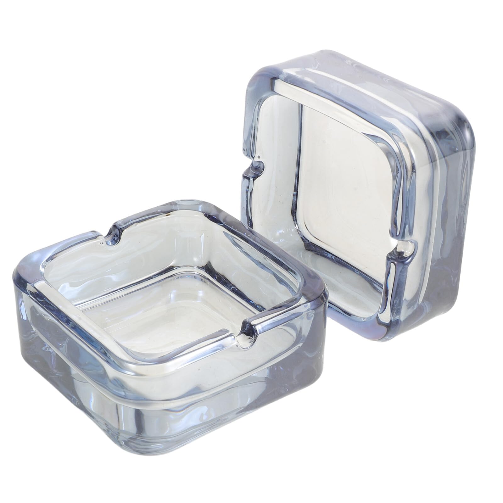 Cendrier carré en verre lot de 2 modèles transparents de 9,4 cm pour cigarette
