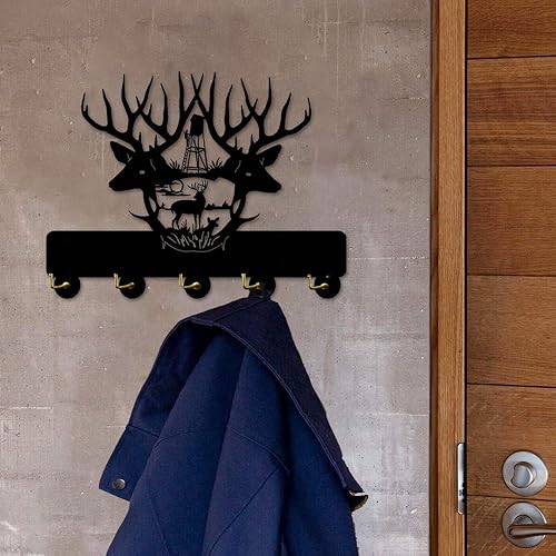 Miniatura 4 de KingLive Perchas para llaves de pared, ganchos para llaves de ciervo para pared, cuernos de madera negra para decoración de pared, decoración de