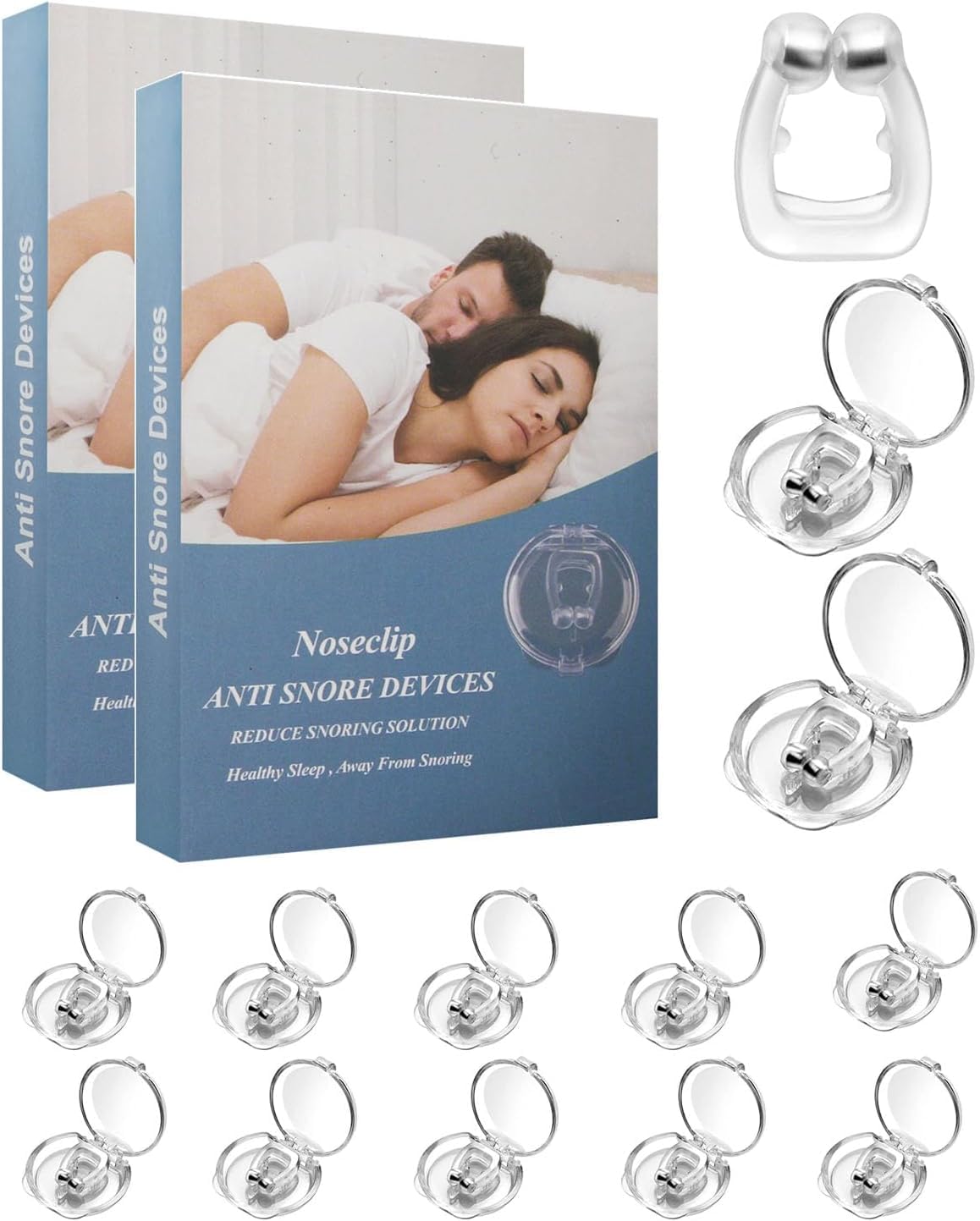 MQFORU Anti Snoring Devices, 12PCS Silicone Magnetic Nose Clip Can Effectively Reduce Snoring, Snore Stopper for Improving Nighttime Sleeping & Nasal Breathing