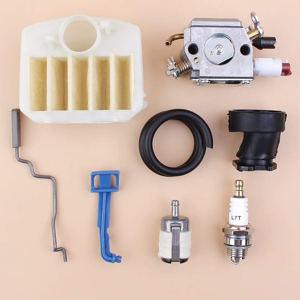 Tiempo Beixi Carburador Filtro de Aire de admisión del Acelerador Choke Varilla Manguera de Combustible Compatible con Husqvarna 340 345 350 346XP Motosierra Motor Motor Parts