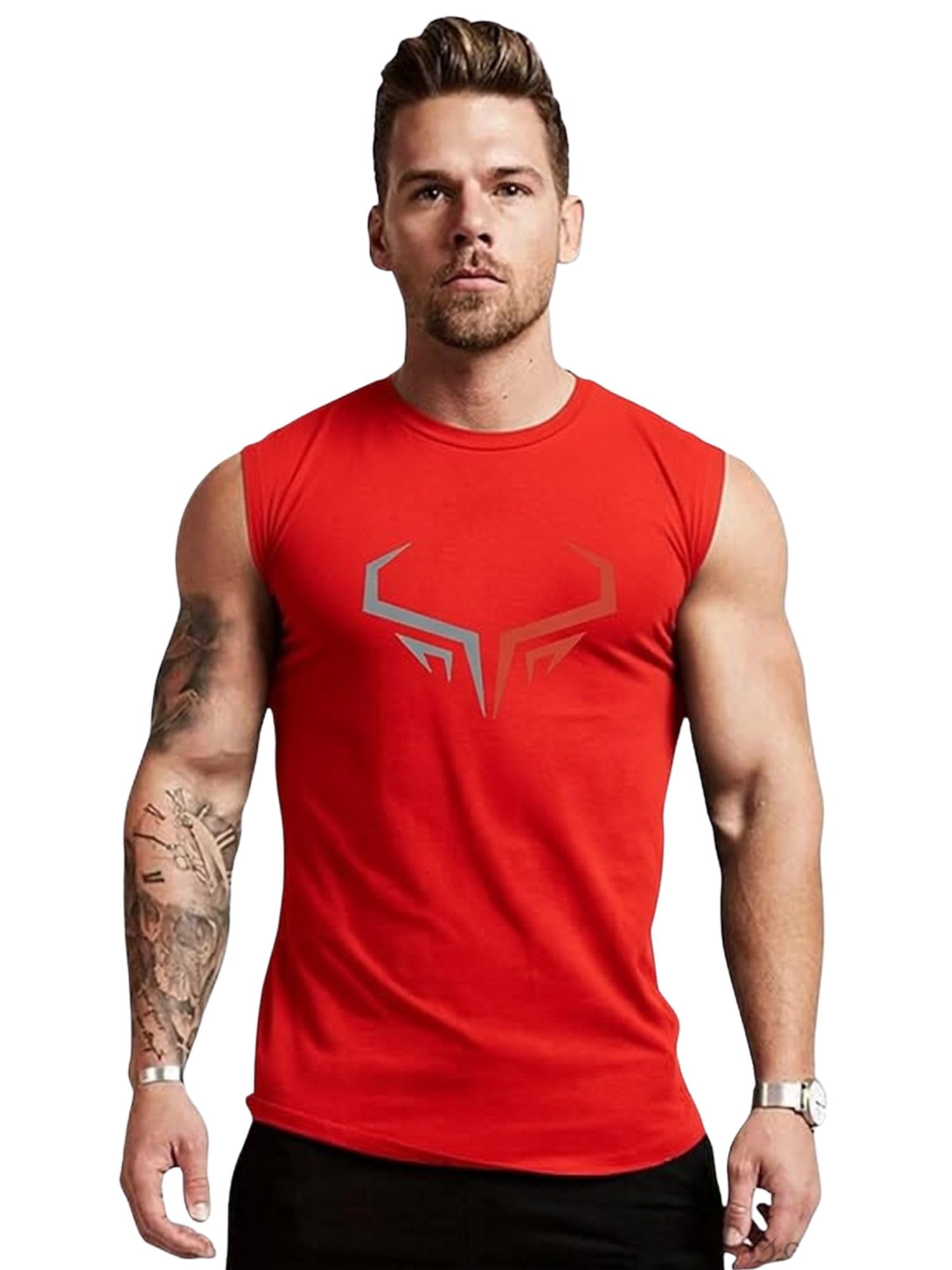 3colors 3Colours RGB Men's Active Wear Sleeveless Tank top, Gym Vest, Leisure wear -Horn CCUT-picture-37