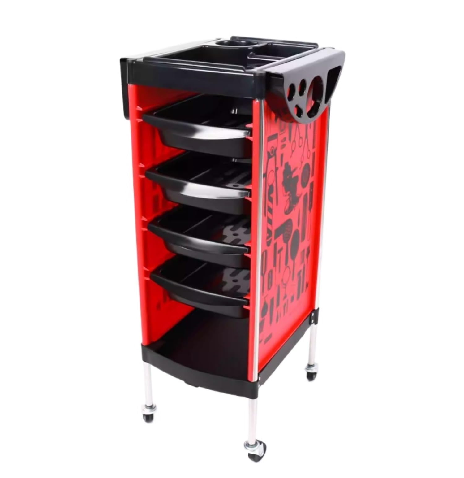 5 Layer Salon Rolling With Wheels Cart Hairdresser For Barber Shops(Rosso)