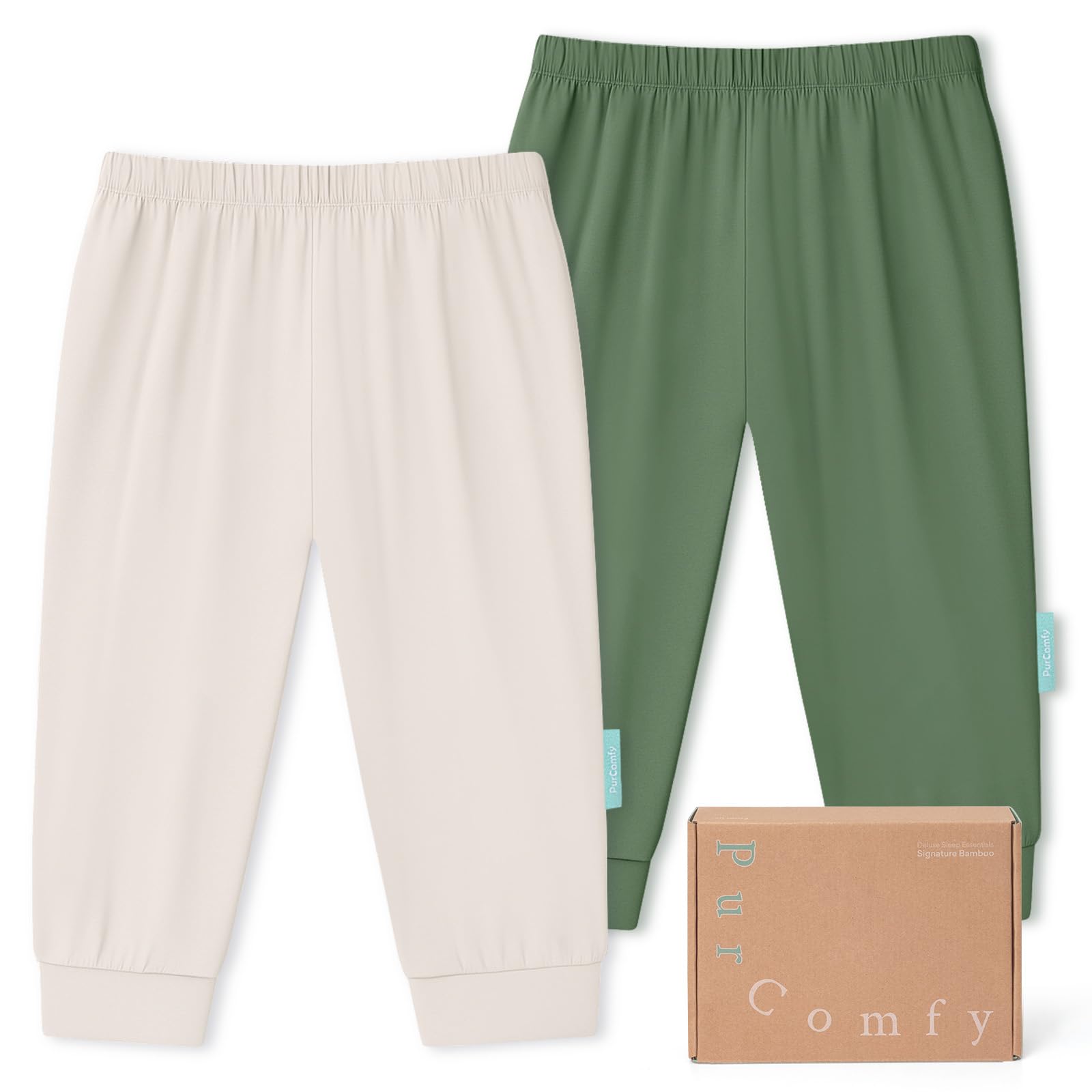 PurComfy Bamboo Viscose Baby Pants, Unisex 0-24 Months, 2-Pack