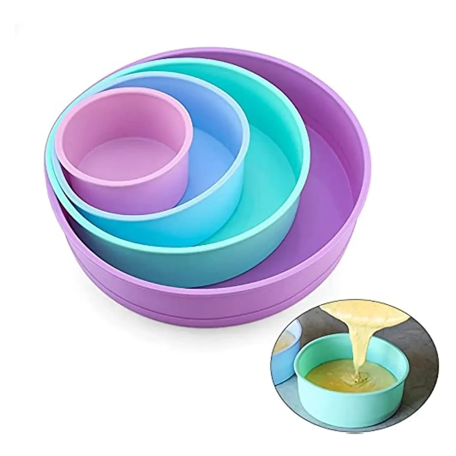 Molde redondo de silicona for hornear pasteles, bandeja for hornear for Mousse, pasta de azúcar, postre, gelatina, molde cilíndrico antiadherente reutilizable, 4/6/8/10 pulgadas(10inch Red)