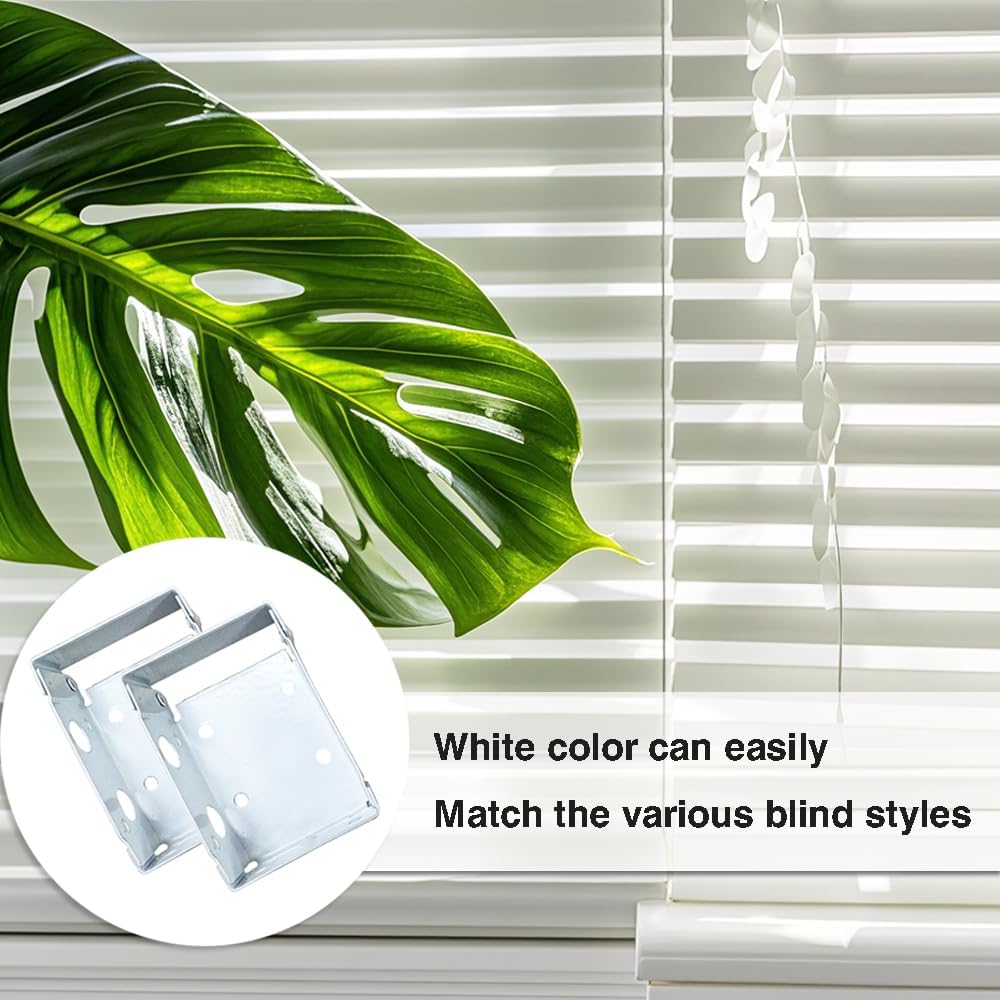 2pcs Mini Metal Window Blind Brackets Box Mounting Bracket for Window Low Profile Blinds 2inch White Headrail Holder Bracket