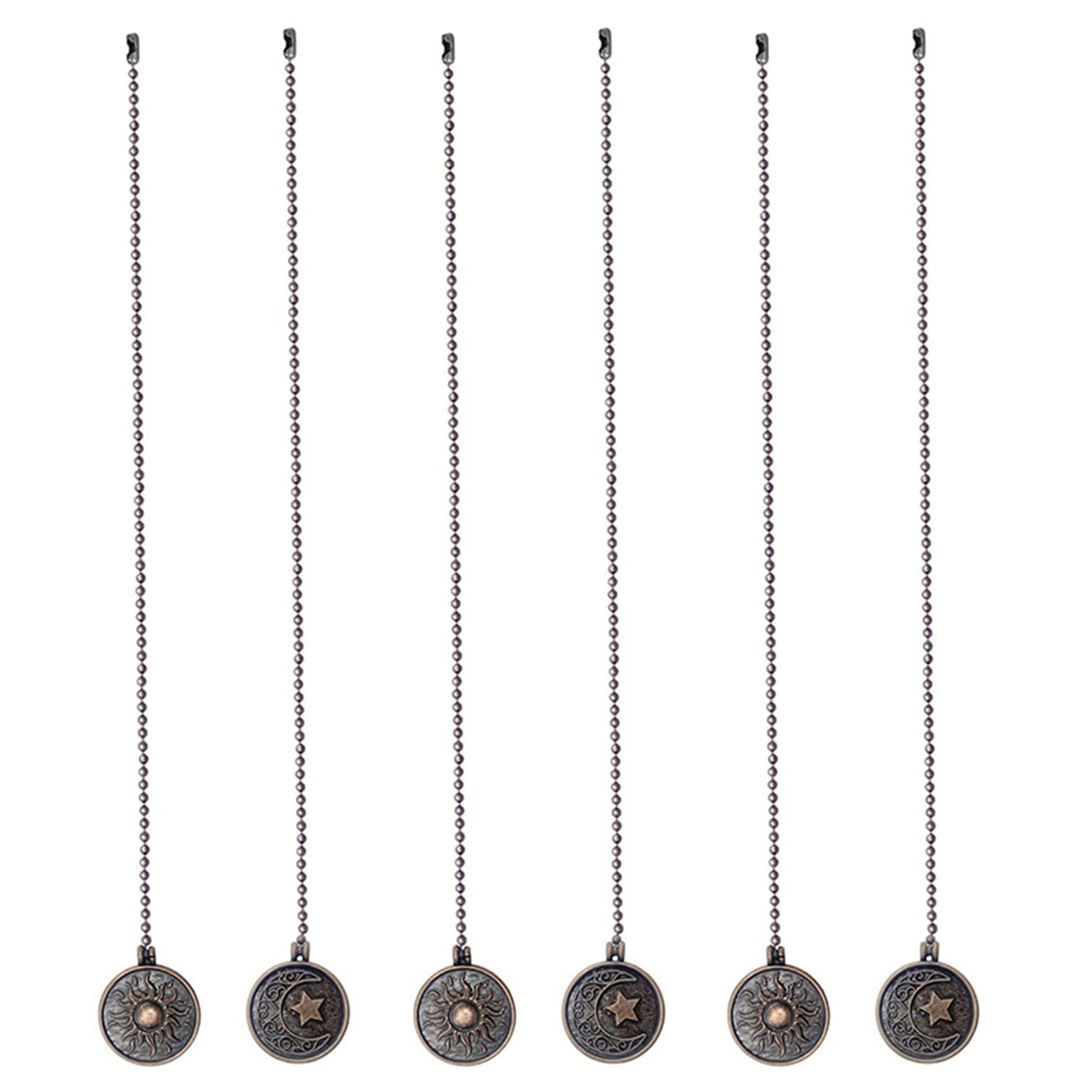 Hndhbfgrt 6Pcs Ceiling Fan Pull Chain Set Pattern Pull Chains Extension Copper Beaded Ball Fan Pull Chain with Ornament