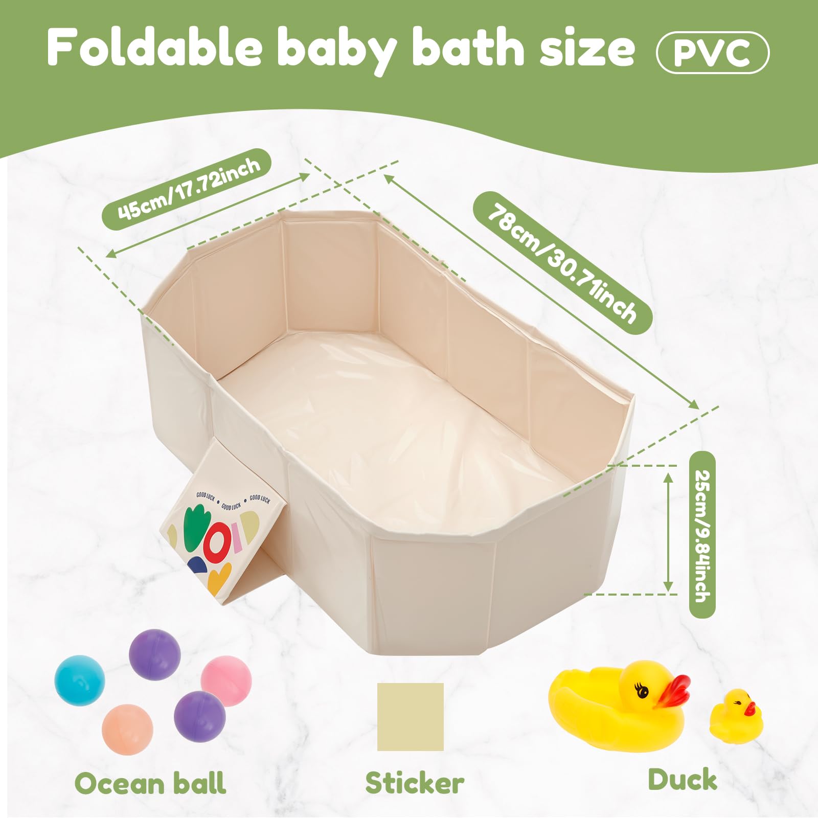 Baignoire pliable pour bébé de 0 à 6 ans - Baignoire intégrée avec vis de vidange - Blanc tufty