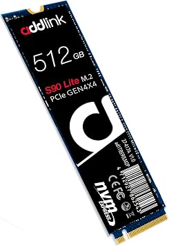 Addlink S90 Lite 512GB NVMe 4.0 Gen4 PCIe M.2 3D NAND Internal Gaming SSD - Read Speed up to 5000 MB/s ad512GBS90LTM2P