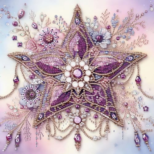 Image of Tontut Diamond Art Painting Kit, Purple Pentagram Adult 5D DIY Diamond Art Set for Gift Wall Decoration, Suitable for Office, or Home Wall Decoration