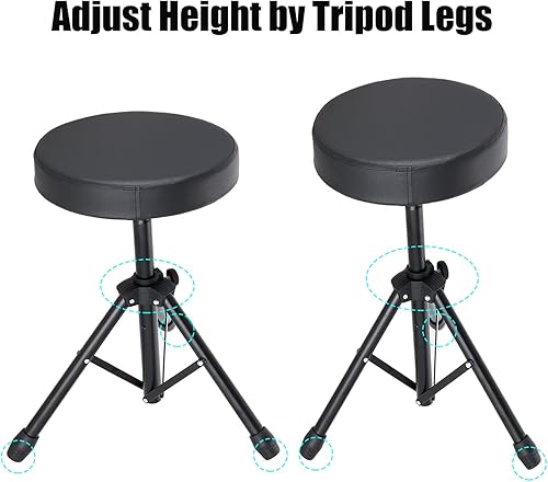 Miniatura 5 de LeSage Drum Thrones - Taburete de batería para niños, asiento de batería ajustable, color negro