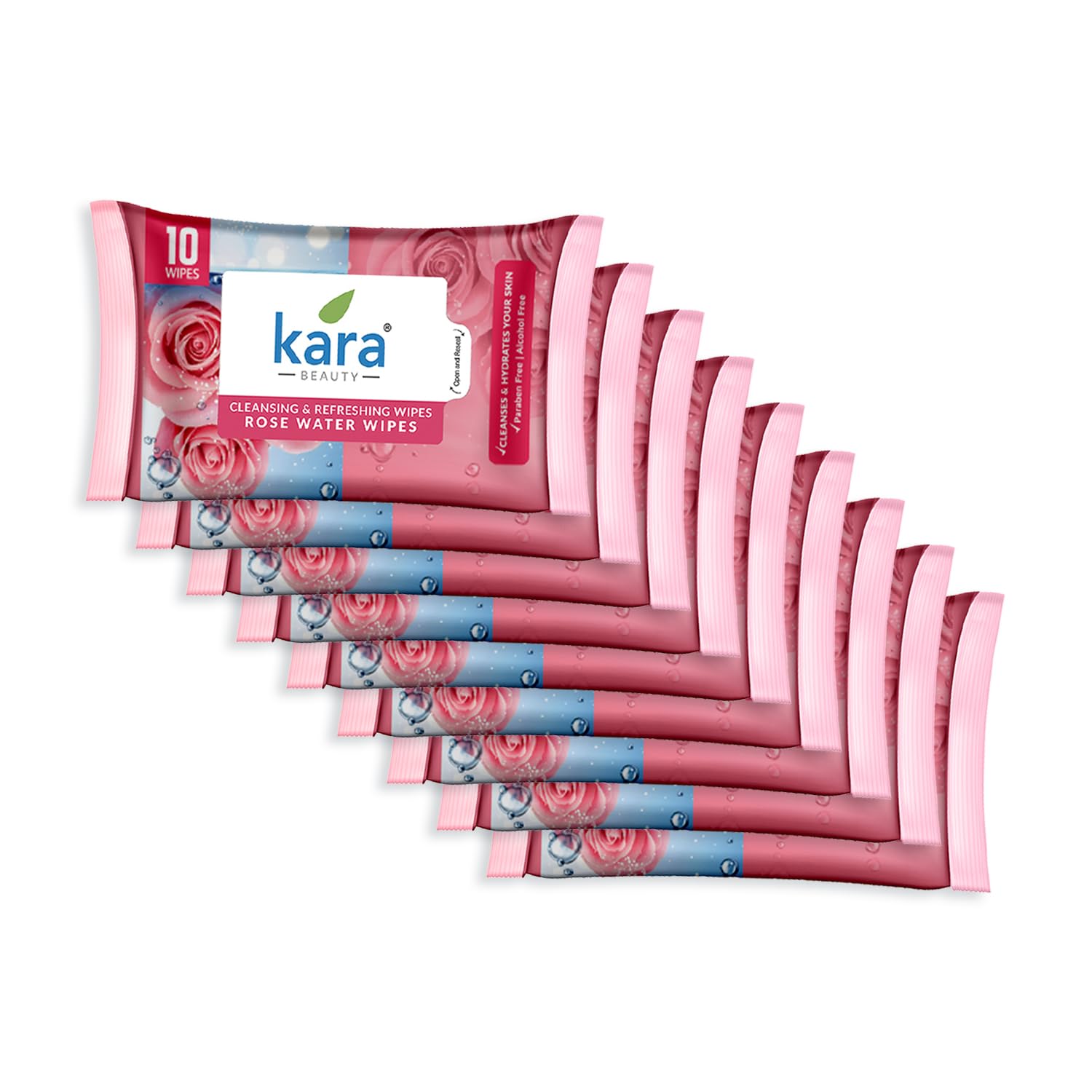 kara Rose water Face Wipes for Oily & Acne Prone Skin | 10 Wipes Pack | Oil Control Cleansing Wet Wipes Removes Dirt Oil Makeup | Alcohol Free, Dermatologically Tested Travel (Pack of 10)-image-12