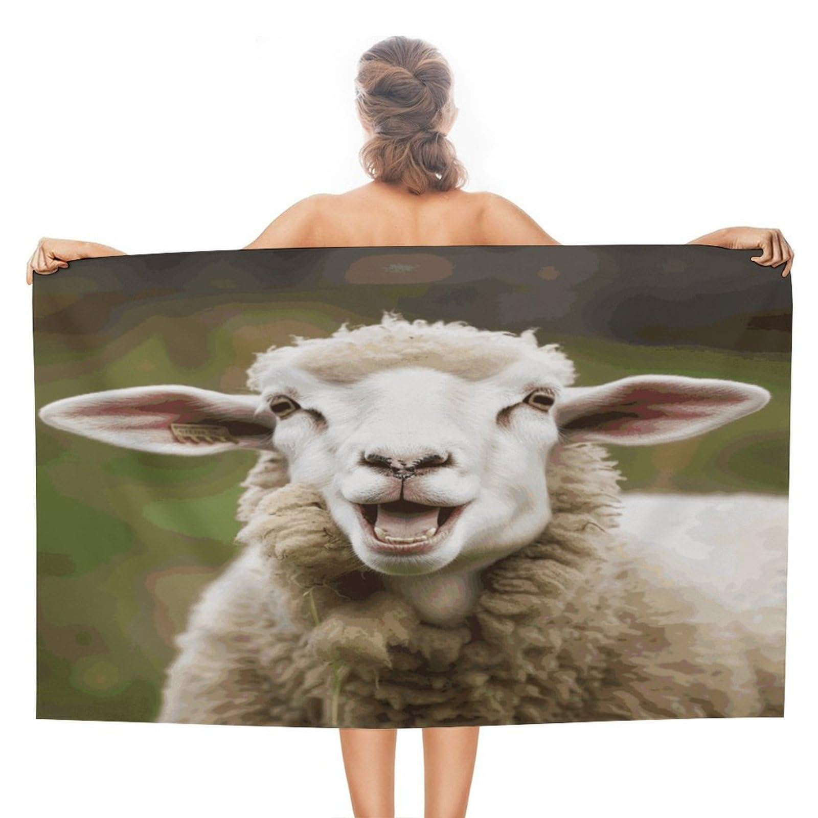 Fekiloot Style Funny Naughty Sheep Tongue Cute Animal Beach Towel-Absorbent And Quick-Drying,Gym Towel-Ultra Portable,Resistant,Travel Towel For Shower,Beach,Gym,Spa,Swimming & Outdoor Adventures