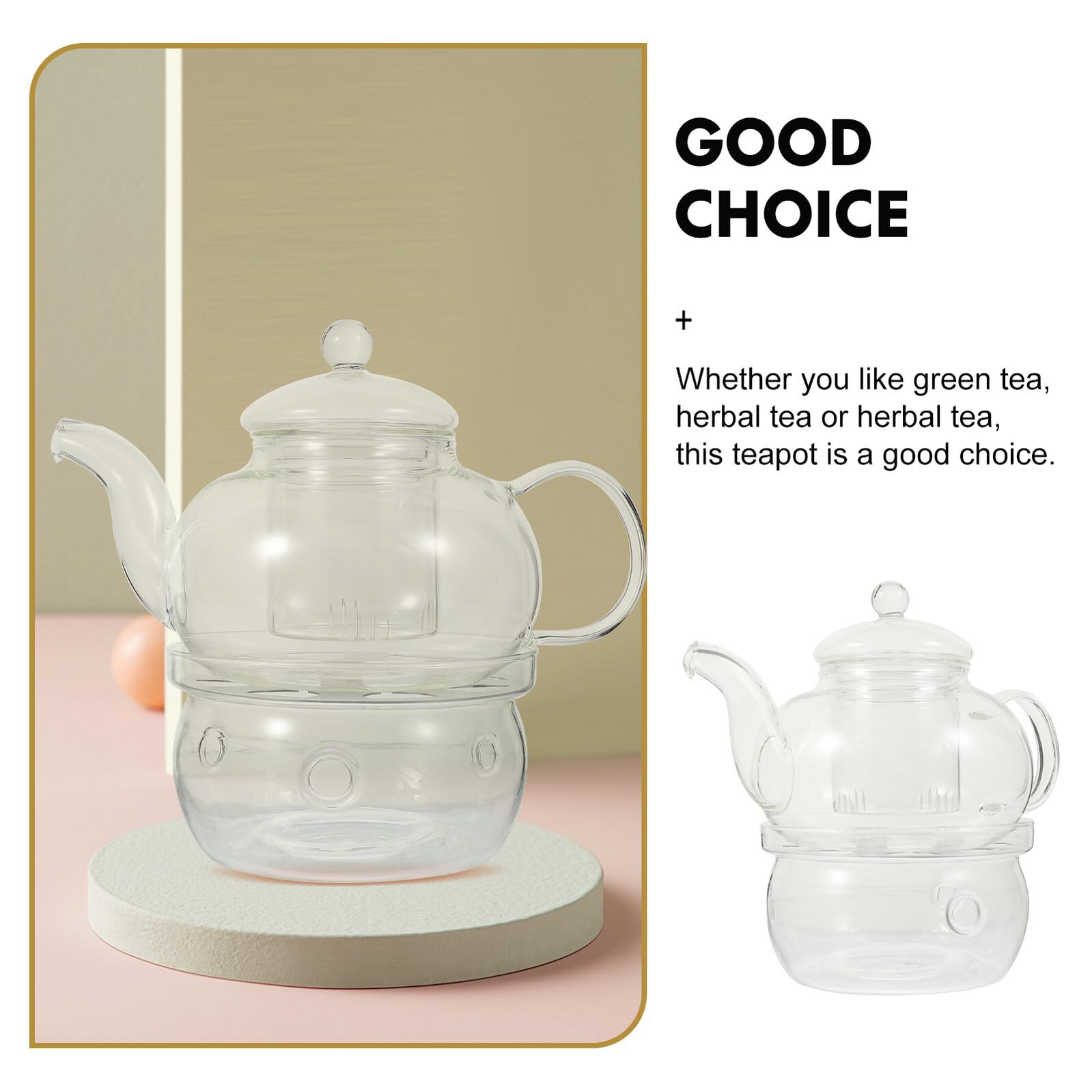 DOITOOL Hitzebeständiges Teekannen Satz aus Glas mit Tasse und Kerzenständer Tragbares Chinesisches Teeservice Anti Scalding Funktion für Elegante Teezeremonien