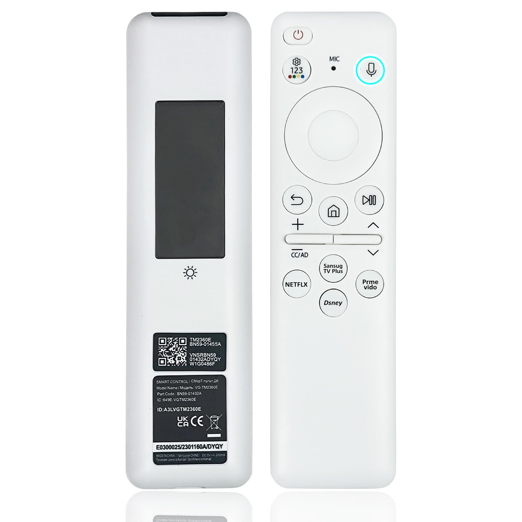 BN59-01455A Solar Voice Remote Compatible with Samsung NEO QLED Crystal UHD OLED S95C LS03D Smart TVs, for Frame Crystal UHD Smart TV, with Bluetooth Rechargeable Solar Cell, 2024 Model, White