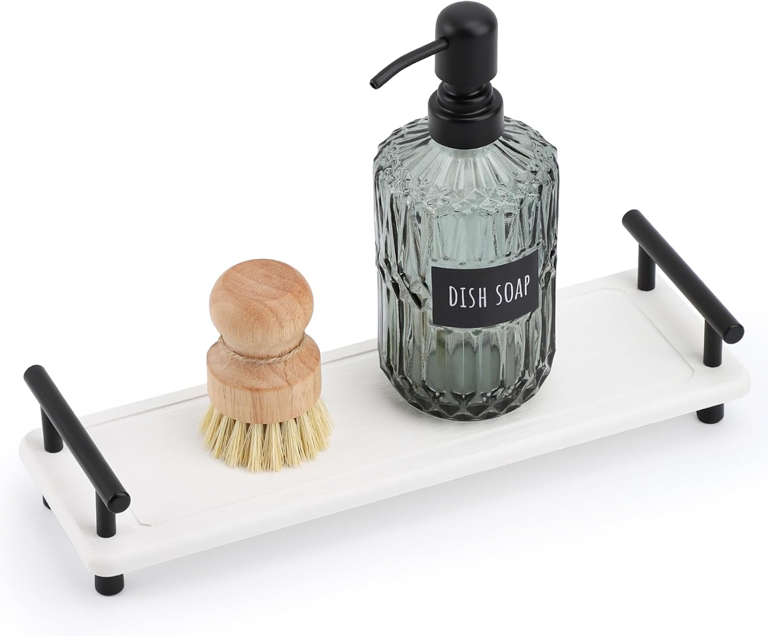 Segbeauty 12x4in Bathroom Tray, Absorbing Quick Dry Stone Drying Mat With Handle, Diatomaceous Sink Caddy Vanity Soap Organizer Holder, Kitchen Counter Bathroom Decor White 12.2" x 3.9" x 2.5"