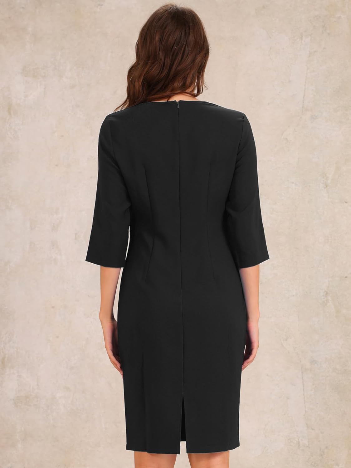 Allegra K Work Office Casual Dresses for Women's Half Sleeve Work Midi Dress