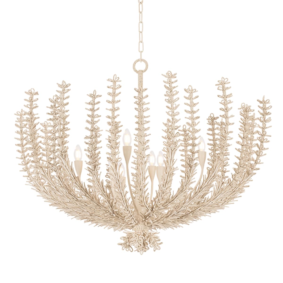Pedrillo 8-Light Chandelier | Natural & Vogue Style | Cream Plaster Finish | Made of Natural Woven & Tree Derived | Damp-Rated for Bathroom Use | -CP by Corbett Lighting – Model