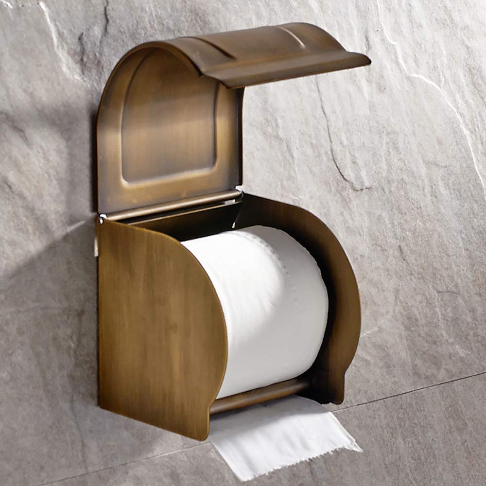 Portarrollos para Papel Higiénico de Pared con Estante Retro Latón Porta Rollos de Papel Higienico Accesorios de Baño, Portarrollos Baño para Cocina y Baño