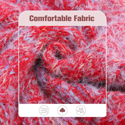 Image of BEAUTYZOO Dog Sweaters for Small Dogs, Knit Clothes with Harness Hole | Turtleneck Pullover Fall Winter Knitwear, Fuzzy Fleece Cold Weather Coat for Girl Boy Puppy, Warm Pet Sweatshirt, Red S