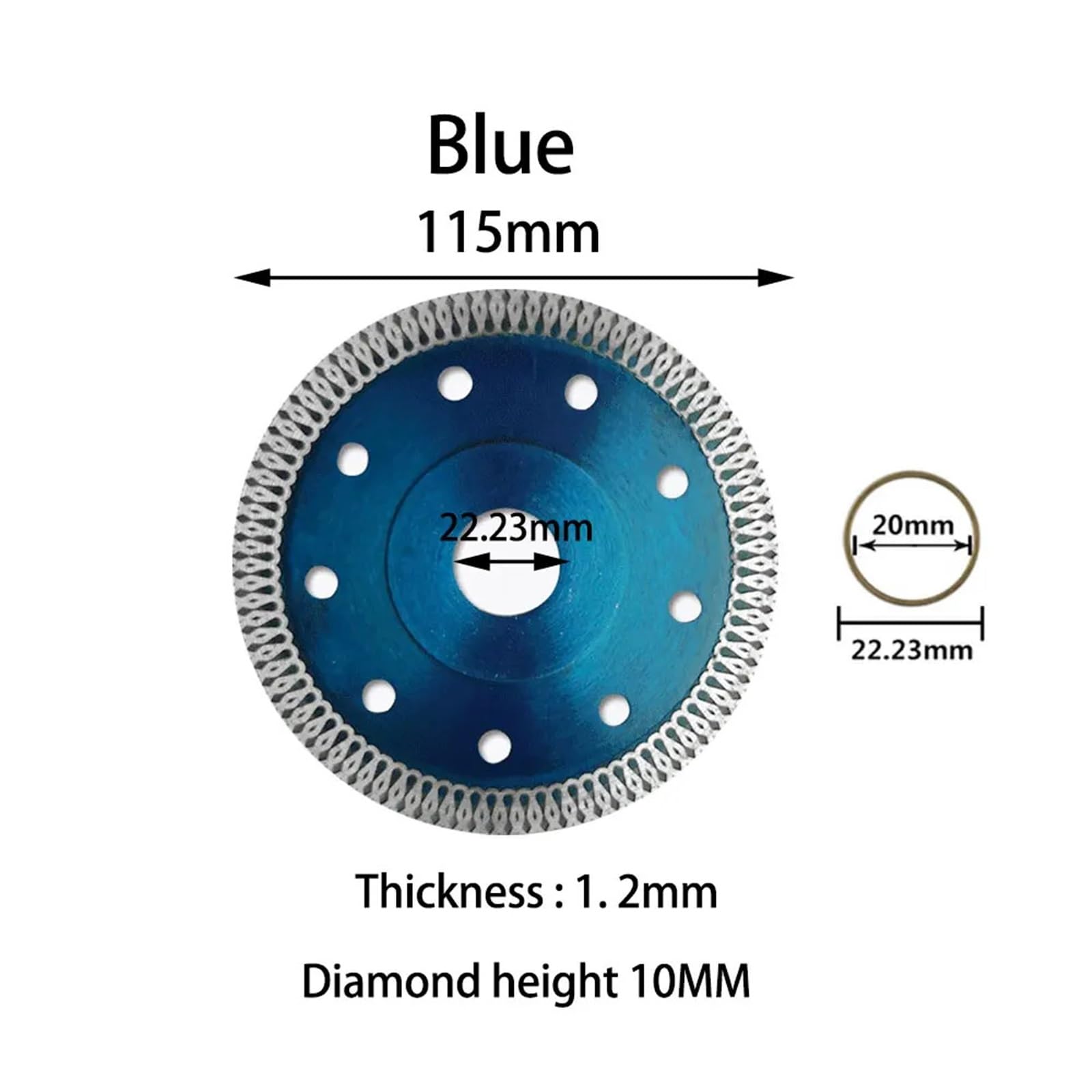 Turbo ostrze diamentowe granitowe marmur tarcza tnąca porcelana ceramiczne ostrza 105/115/125 mm do szlifierki kątowej diamentowej 1 sztuka (niebieski 115mm)