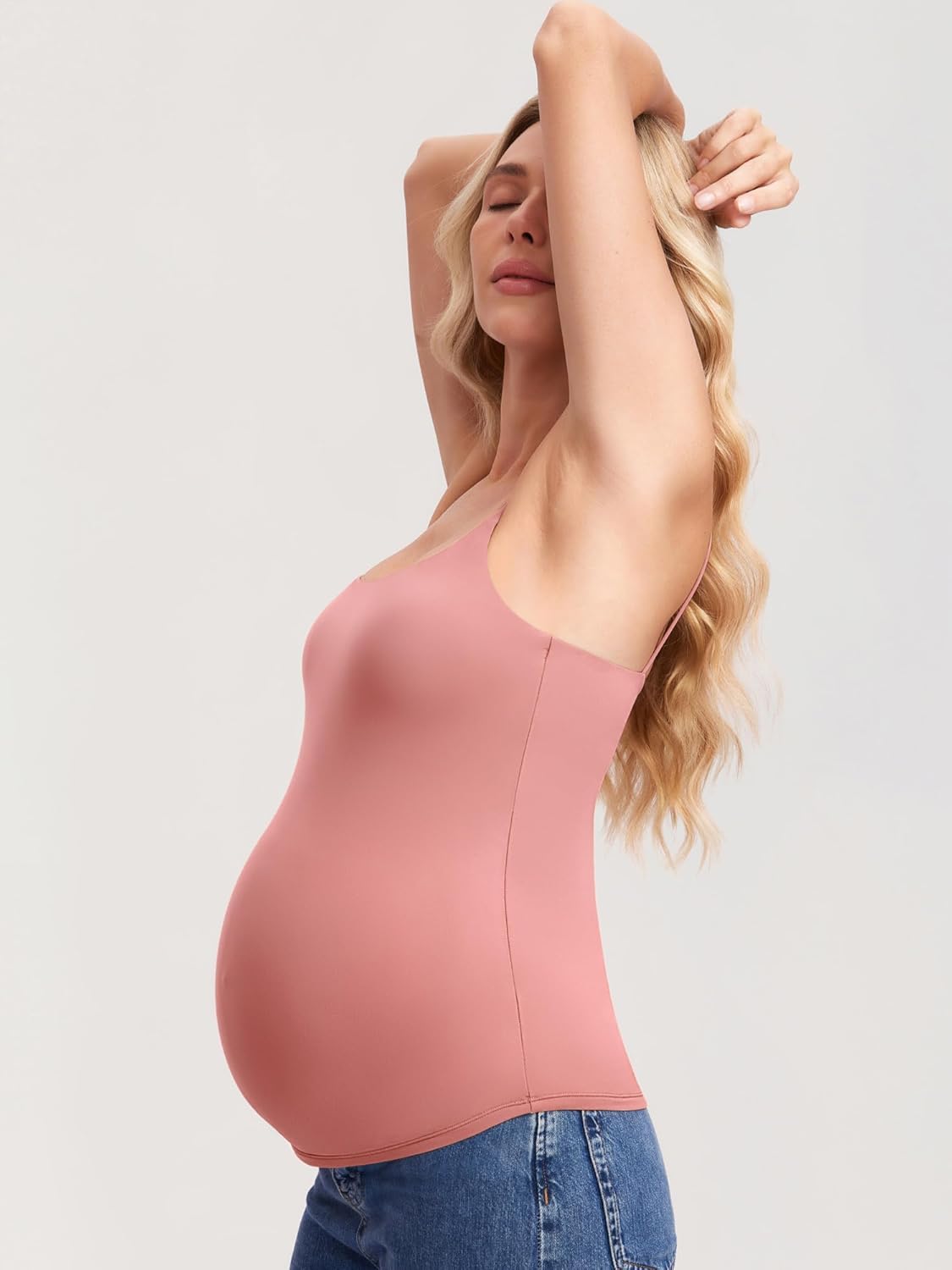 MOMANDA Inbarely Maternity Tank Top for Woman Square Neck Camisole with Built in Bra Sleeveless Pregnancy Basic Yoga Tops - Image 2