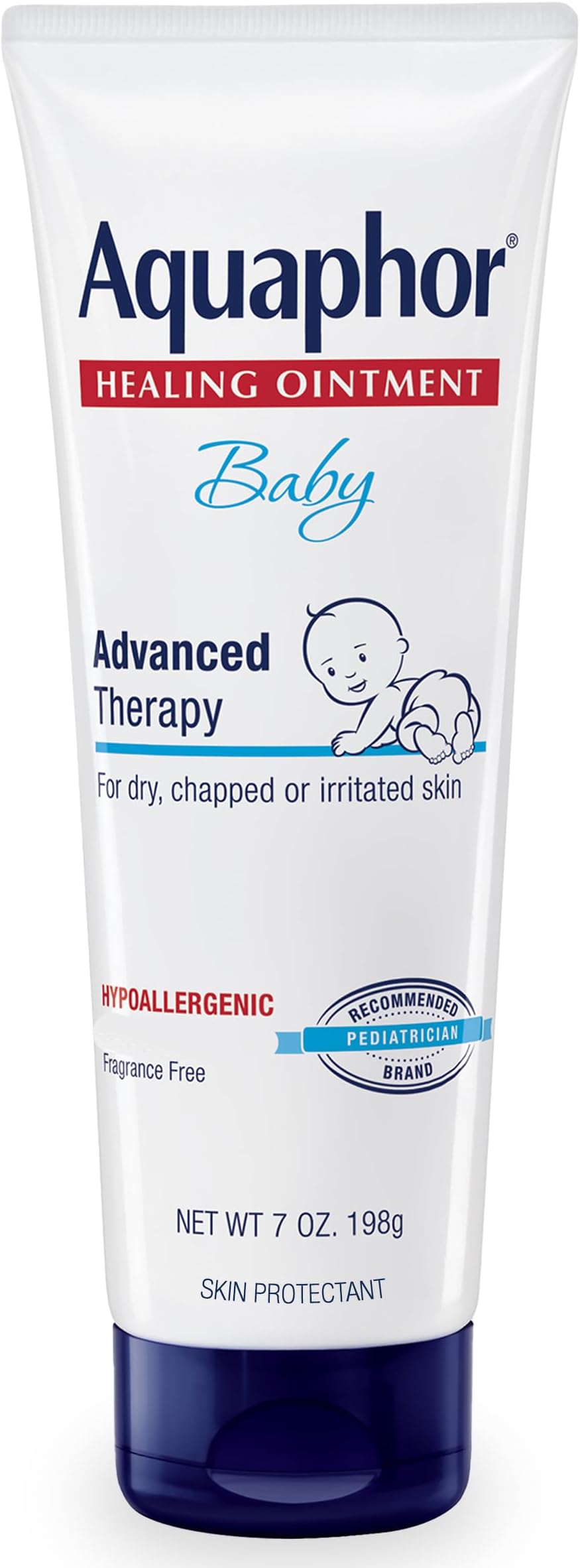 Aquaphor Baby Healing Ointment Advanced Therapy Skin Protectant, Dry Skin and Diaper Rash Ointment, 7 Oz Tube