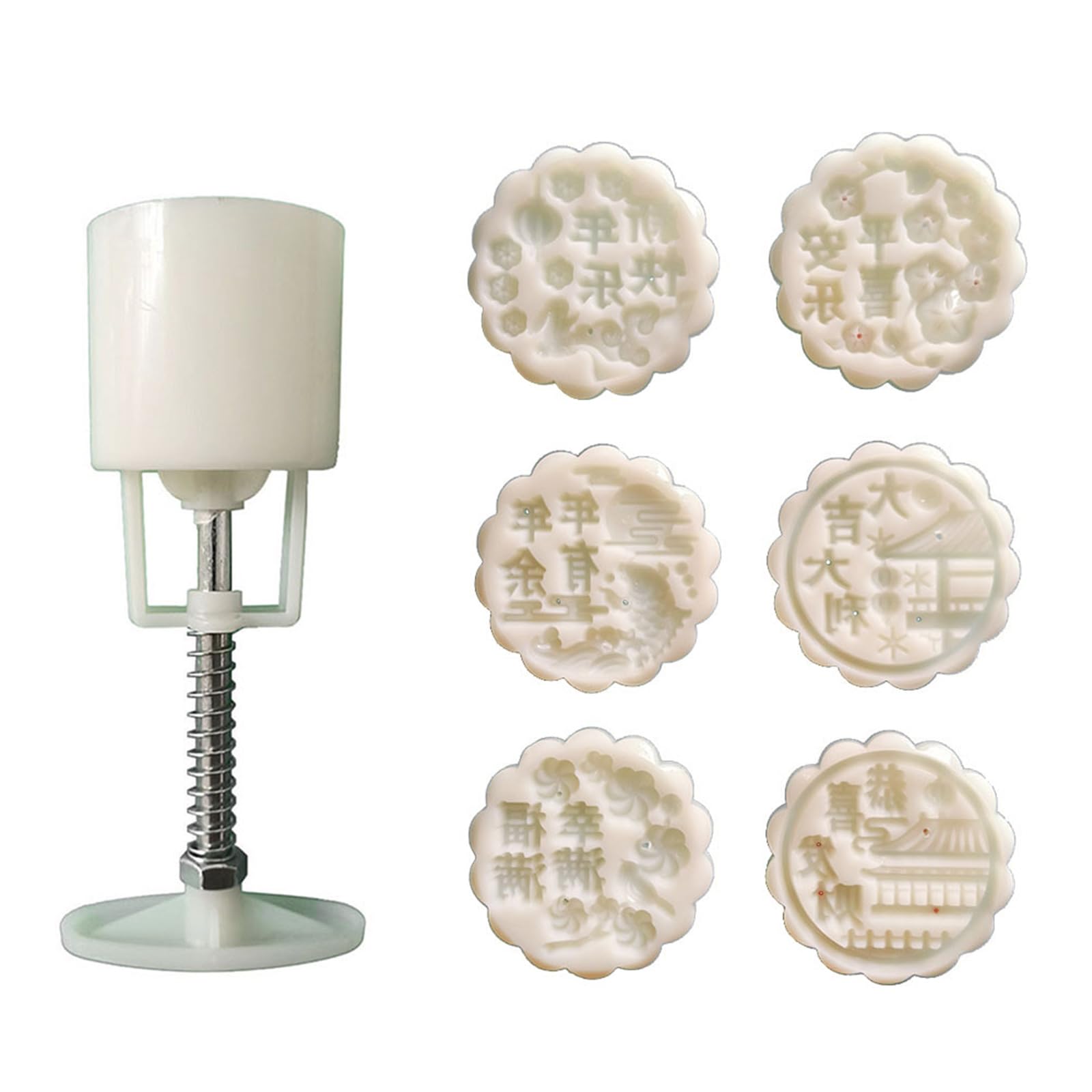 Cakes Mold Cookie Stamp Bean Pastes Cake with 6 Stamp Chinese New Year Pastries Mold for Baking Enthusiasts Kitchen Baking Supplies