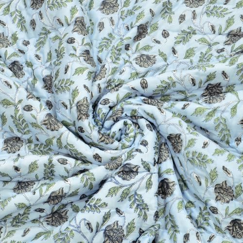 Image of BLOCKS OF INDIA Cotton Single Size Quilt Hand Block Print for Light Winters (60x90 Inches)