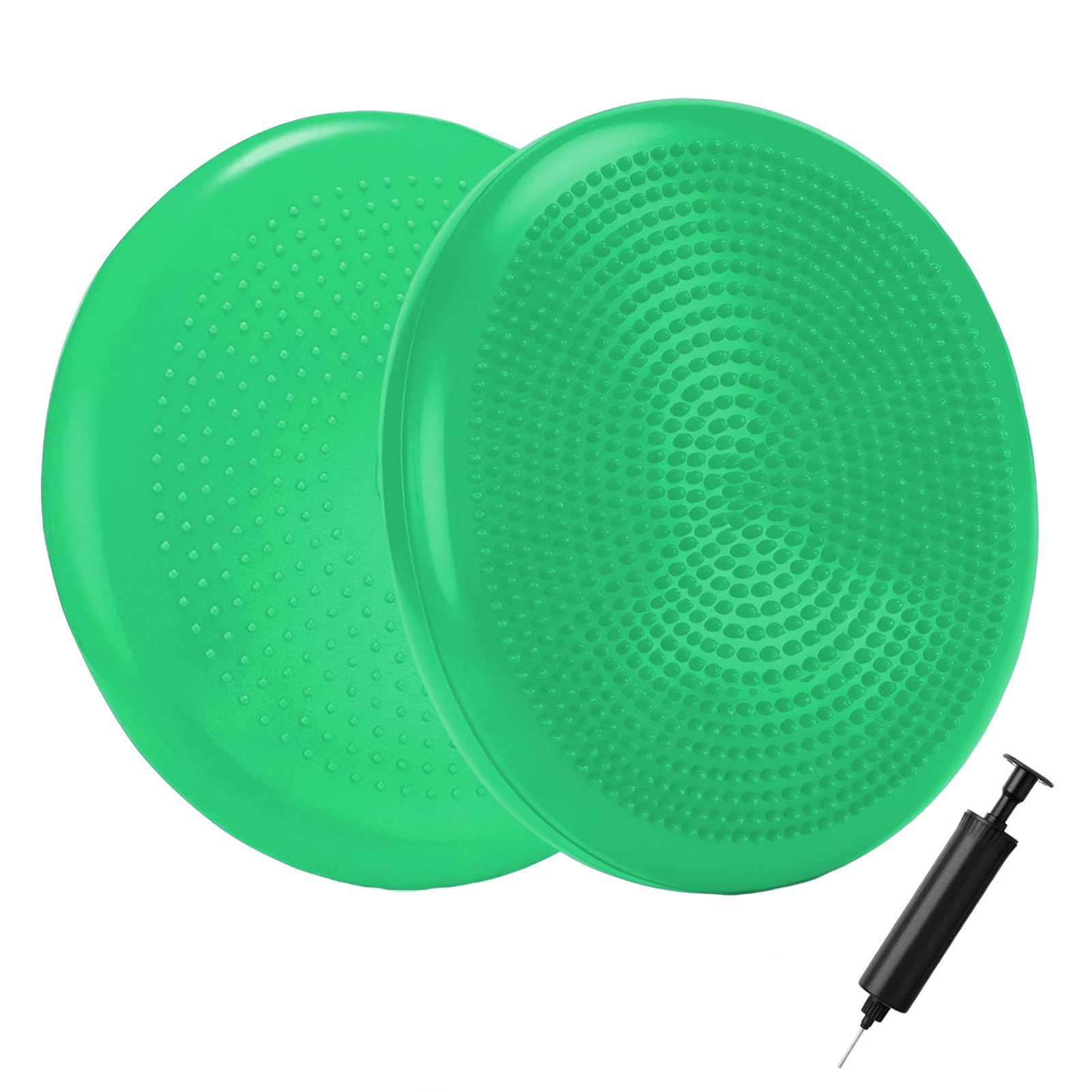 Inflated Wobble Cushion, 34CM Air Stability Cushion Balance Board with Pump Balance Cushion for Physio, Posture & Fitness, Wobble Cushion Wiggle Seat for Office School Home Equipment (Green)