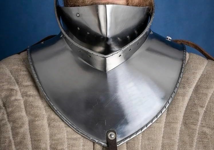 Medieval Steel Articulated Gorget with Bevor Armour Costume Silver