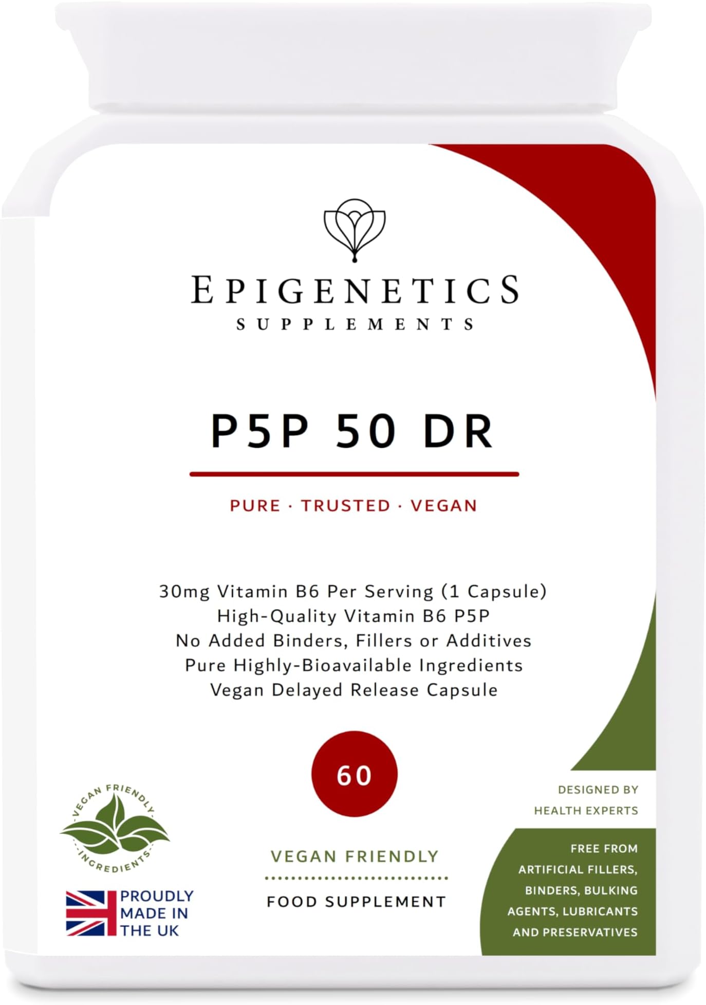 P5P 50 (Pyridoxal-5-Phosphate) Delayed Release Capsules 50mg | High Strength Vitamin B6 UK Made | 60 Vegan Friendly Capsules | Long 2 Month Supply by Epigenetics Supplements