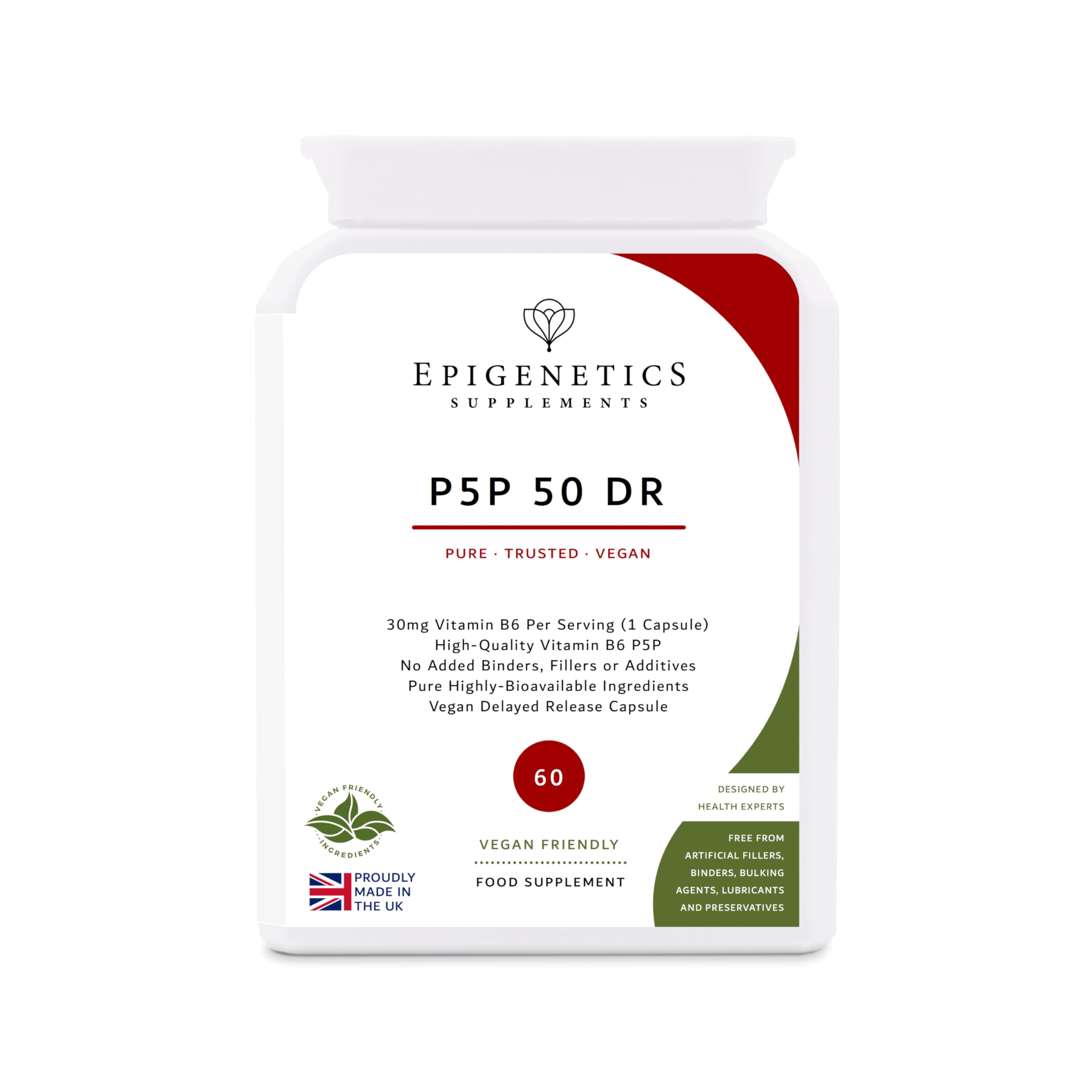 P5P 50 (Pyridoxal-5-Phosphate) Delayed Release Capsules 50mg | High Strength Vitamin B6 UK Made | 60 Vegan Friendly Capsules | Long 2 Month Supply by Epigenetics Supplements