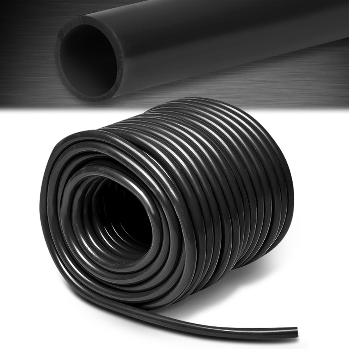 10mm 0.4 Inch Id Flexible Silicone Air Gauge Vacuum Hose Pipe Tube Tubing Foot Feet, Black