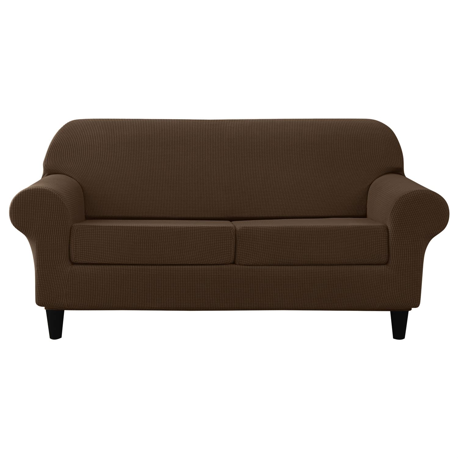 Housse de canapé pour salon chaleureux protection extensible polaire café en lot de 3