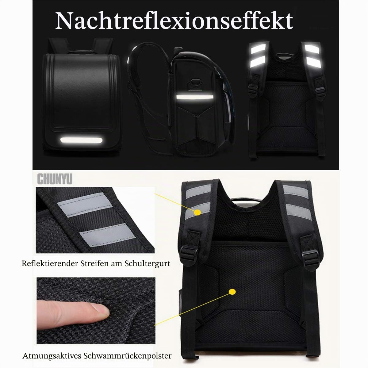 Randoseru Schulrucksack für Jungen und Mädchen, wasserdicht, PU, Rot