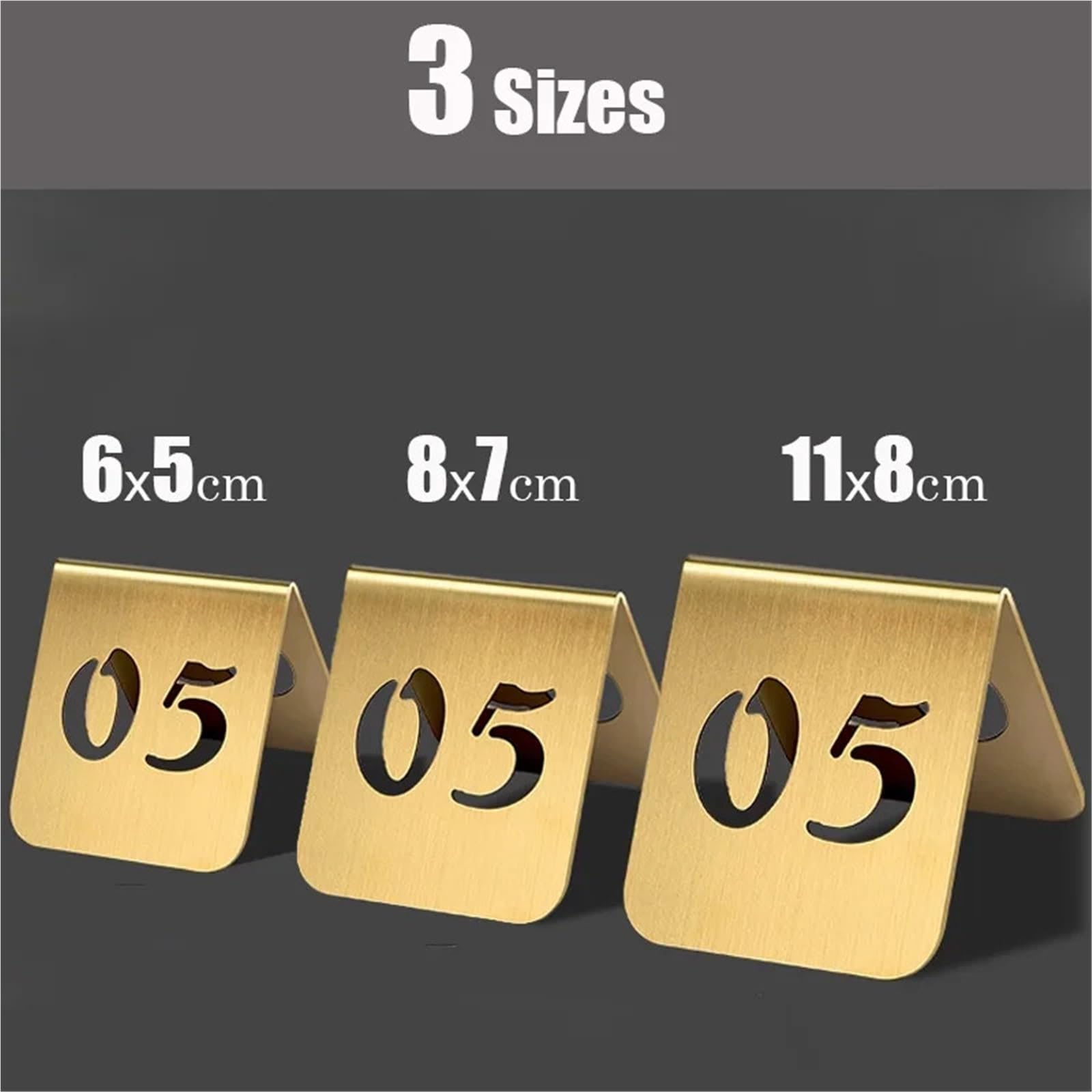 5 uds. De números de mesa huecos acero inoxidable, letrero escritorio, soporte Metal, placas, carteles asiento for Hotel, restaurante, cafetería y Bar Para Restaurantes Y Cafeterías(06 to 10,11x8cm)