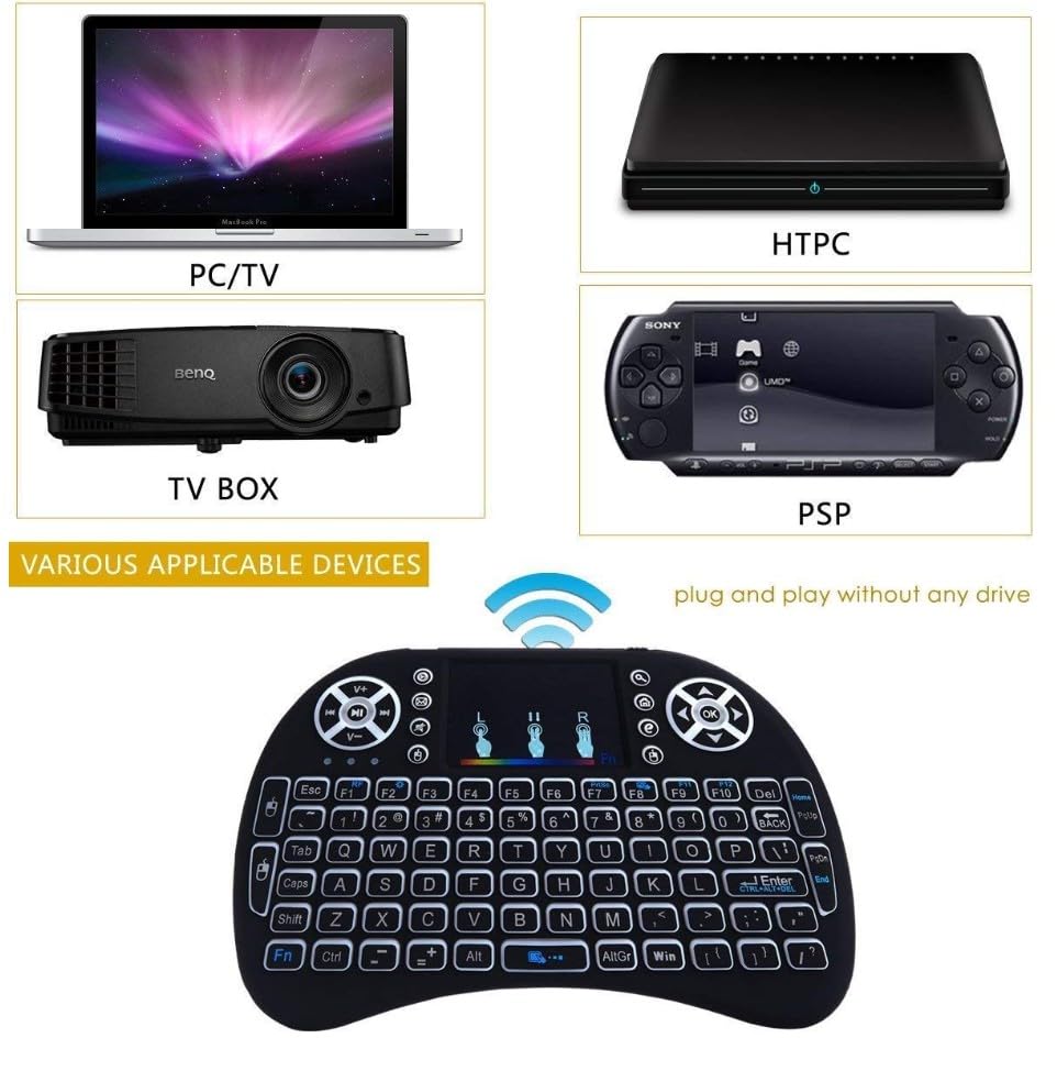 Mini clavier portable touches lumineuses RBG et souris haute précision