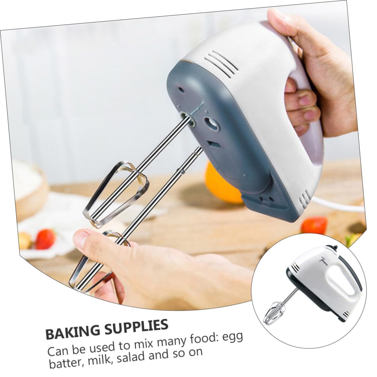 Sbattitore Elettrico 7 Velocità Bianco in Plastica e Acciaio | Cucina e Casa per Preparazioni Dolciarie, Facile da Pulire, Mixer Manuale per Amanti della Pasticceria