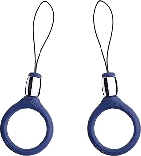 ONCRO® Pack of 2 Blue Round shape Silver top charm Keychain Silicone Finger Ring Lanyard for Mobile Phones Hanging thread ...