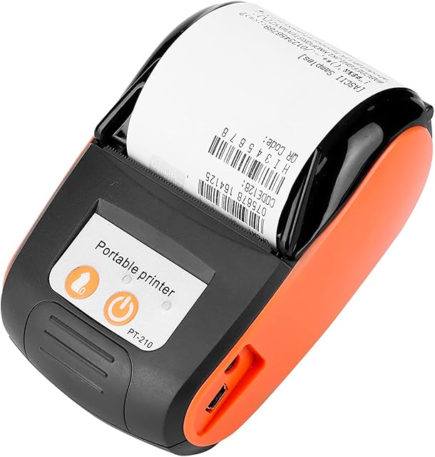 Dpofirs Bluetooth Receipt Printer, Portable 58mm Mini Thermal Pos Printer, Wireless Portable Receipt Printer Bluetooth Thermal Bill Printer Support Smartphone Control(Orange)
