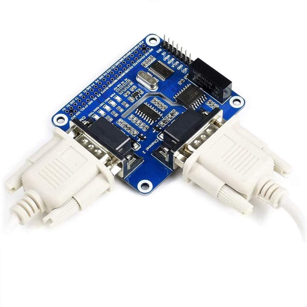 2-Channel Isolated RS232 Expansion HAT for Raspberry Pi 4B/3B+/3B/2B/Zero/Zero W, SC16IS752+SP3232 Solution, Converts SPI to RS232,With Multi Onboard Protection Circuits