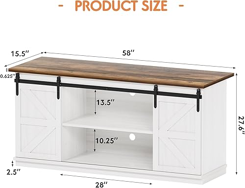 Miniatura 2 de Aparador de estilo rústico para bufé, almacenamiento de barra de café con puertas corredizas de granero, estante para comedor en casa, 27.5 pulgadas