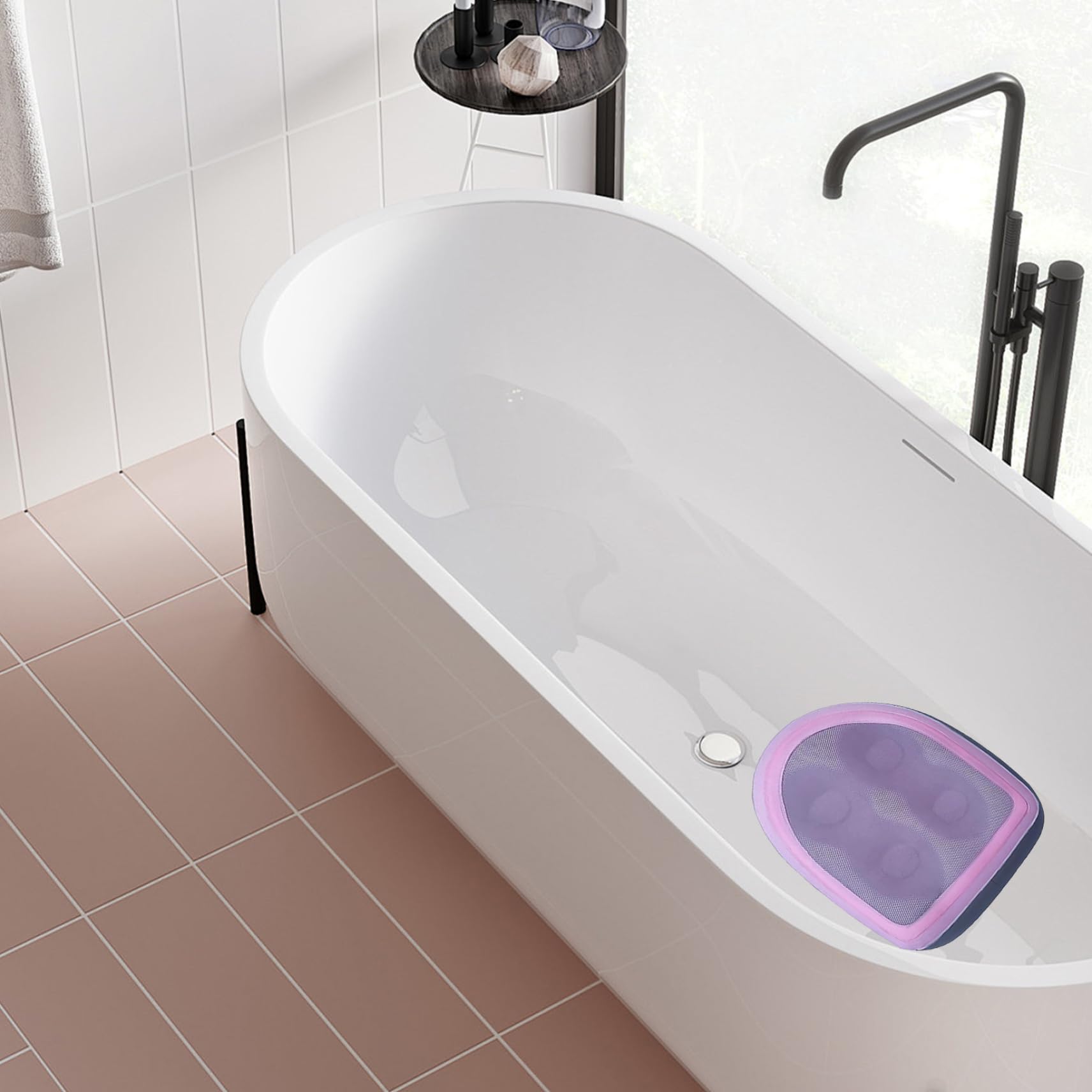 Asiento de refuerzo de bañera de hidromasaje, asiento de bañera de hidromasaje inflable con taza de succión 18.5x14.6x5.9in con 2 en 1 válvula reforzador de piscina de spa reutilizable para adultos