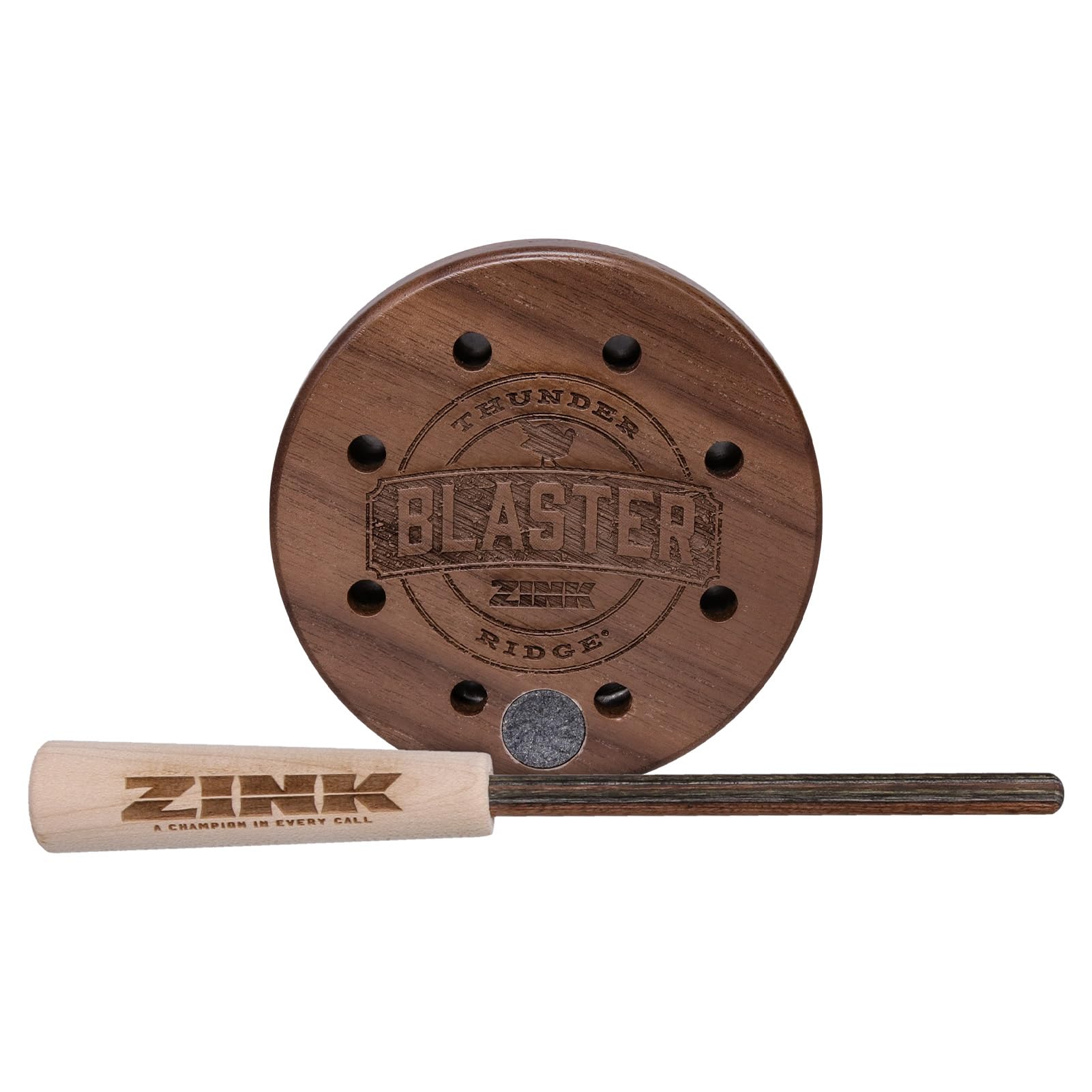 Zink Thunder Ridge Blaster Pot Call for Turkey Hunting | Hand-Built Hand-Tuned Traditional Friction-Style Turkey Call for Hunting | Durable Walnut & Textured Aluminum Bird Call