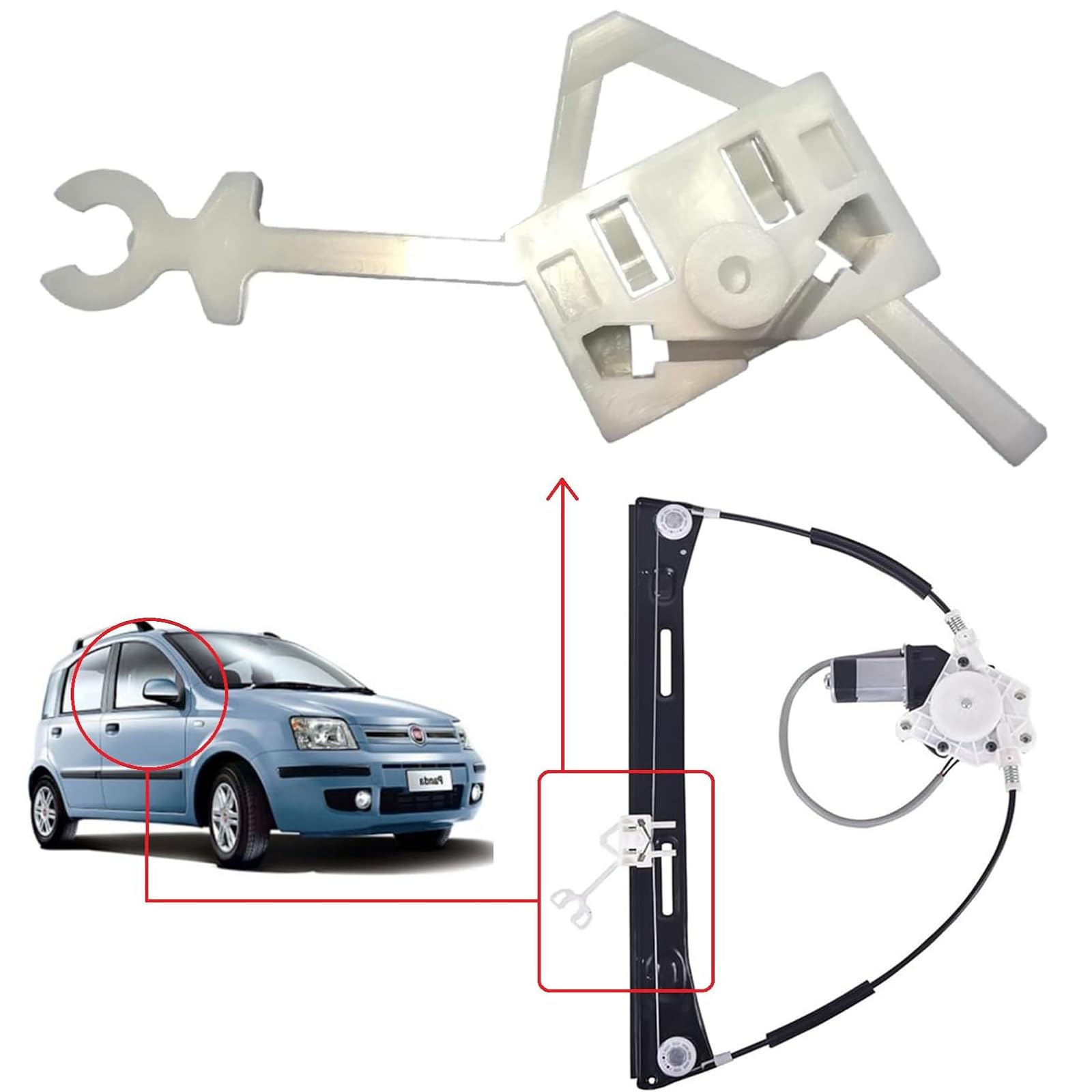 Twowinds - Clip Alzacristallo 99487781 Compatibili con Fiat Panda - Porta Anteriore Destra (lato passeggero) - Regolatore di Finestrini