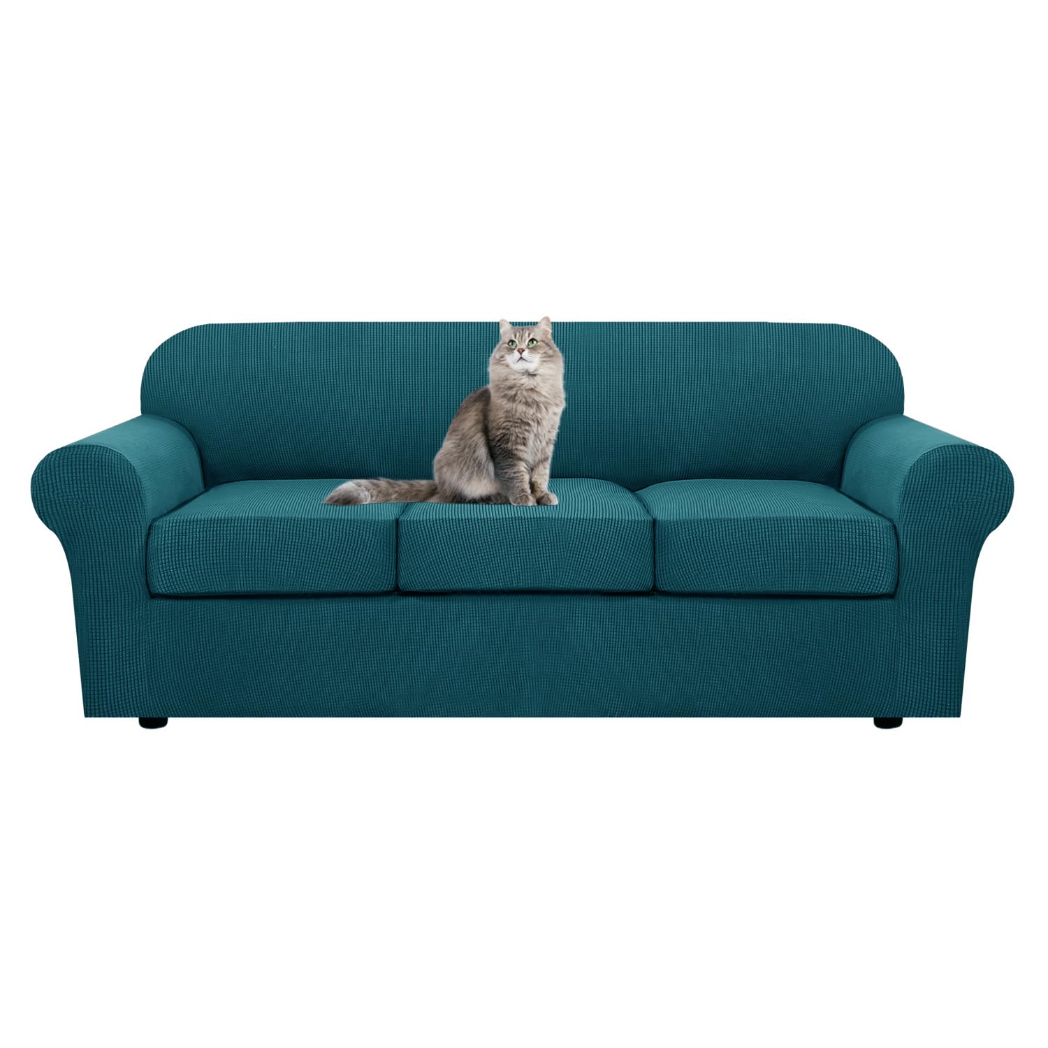 SYLC Ektorp Sofa Cover with Seat Cushions Covers and Backrests Covers Sofa Covers Stylish Stretch Jacquard Couch Slipcover Protector (Teal,Sofa+3 Seats)