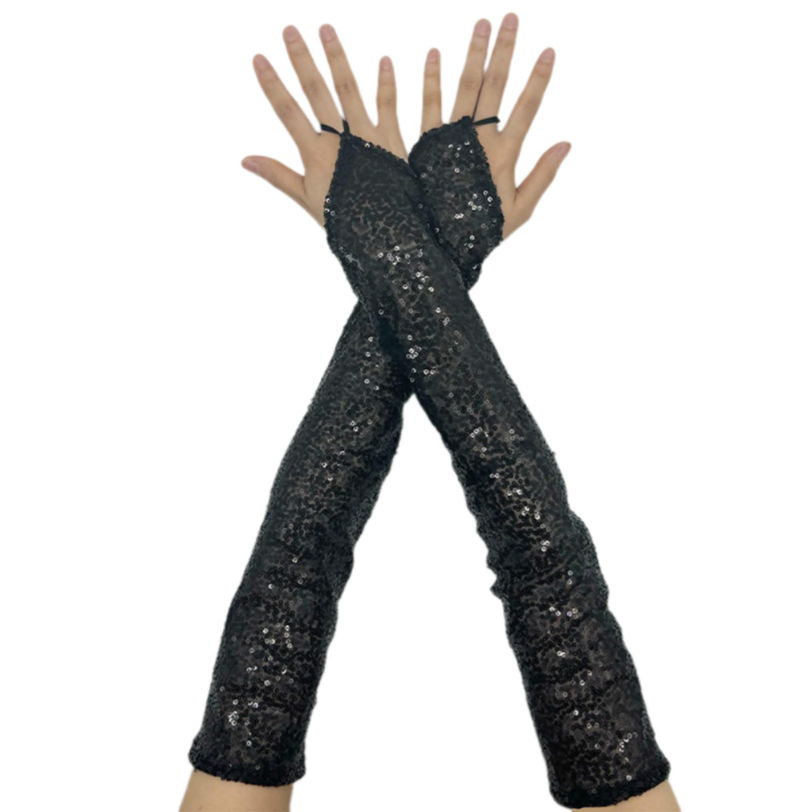 Gants longs réfléchissants à paillettes confortables pour fêtes costumées